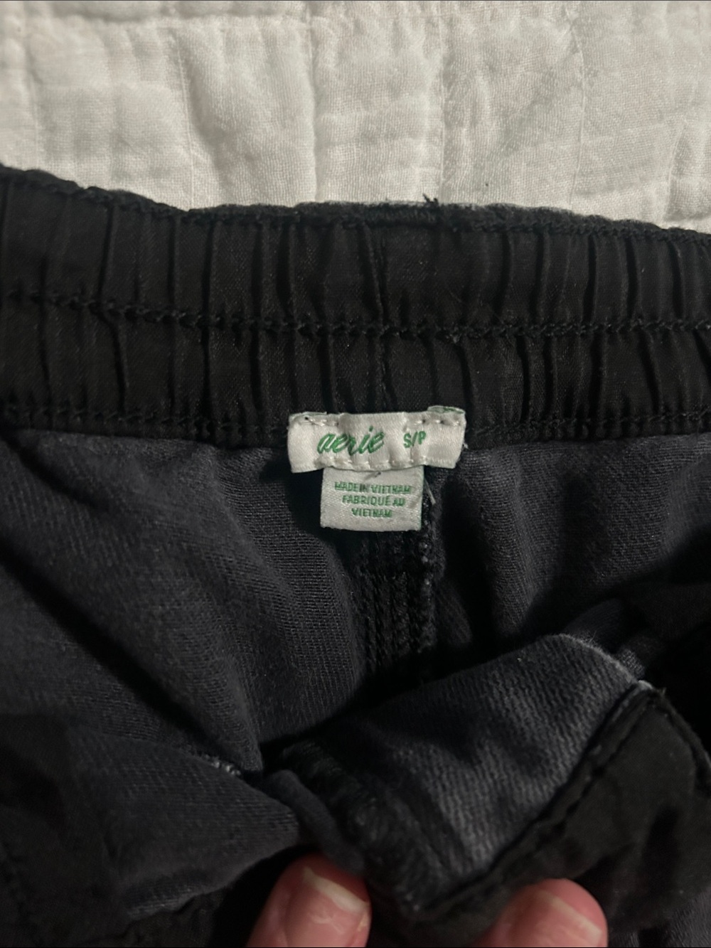 aerie Black Distressed Frayed Hem Denim Shorts - Picture 2 of 3